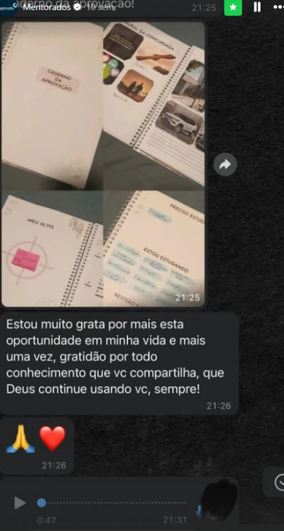 Captura de tela de depoimento real de aluno aprovado pelo Método Elite