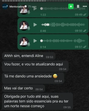 Captura de tela de depoimento real de aluno aprovado pelo Método Elite