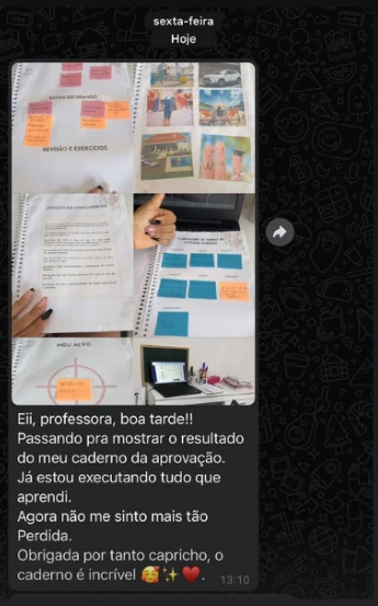 Captura de tela de depoimento real de aluno aprovado pelo Método Elite